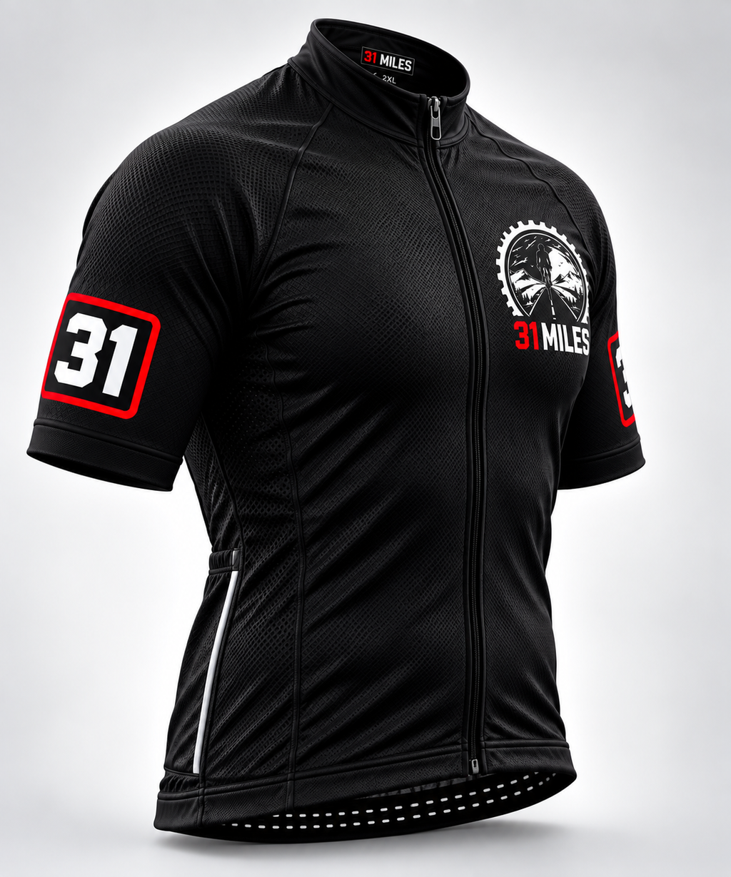 Black 31 Miles Cycling Jersey - other side angle