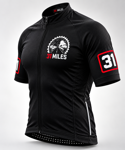Black 31 Miles Cycling Jersey - side angle