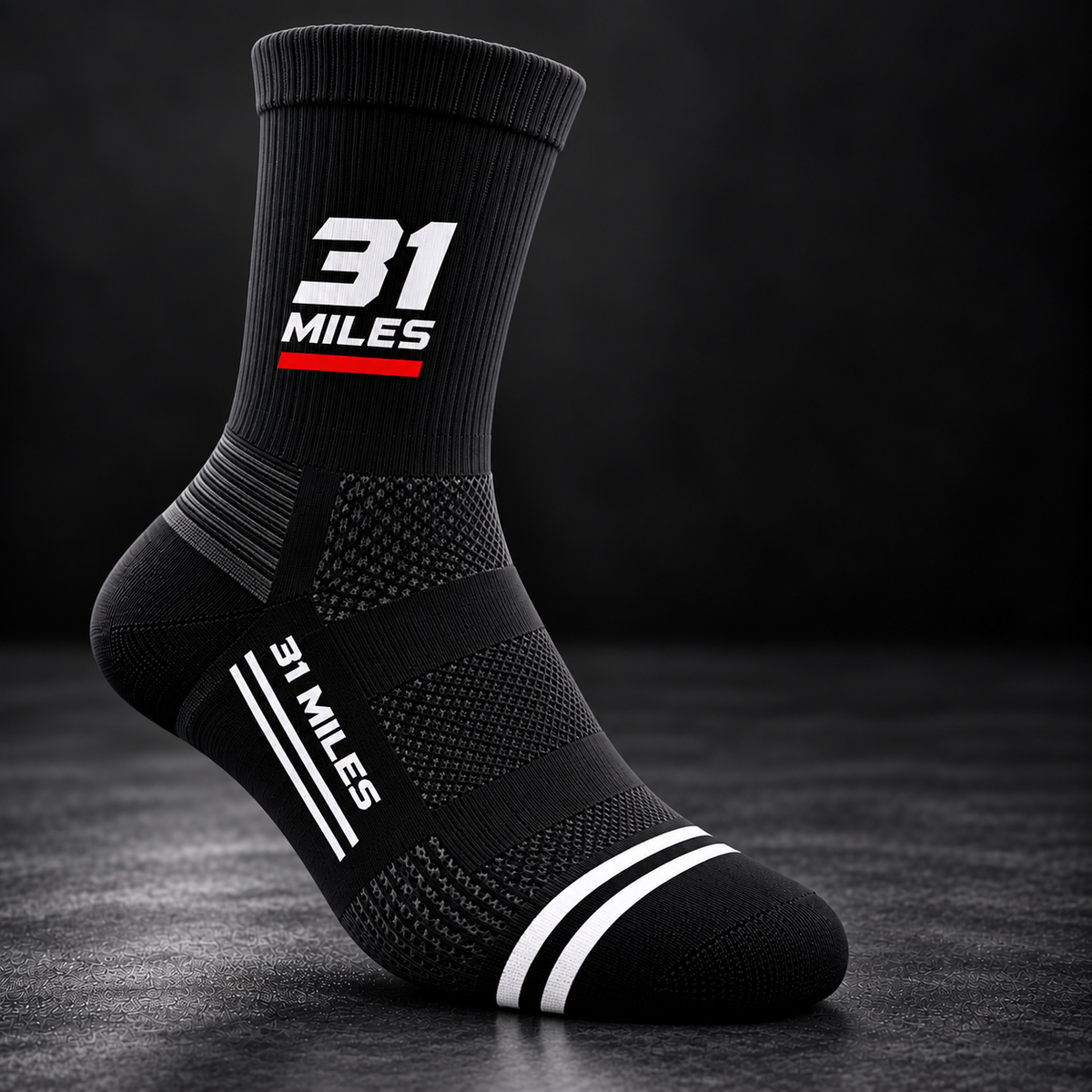 Black 31 Miles Performance Sock