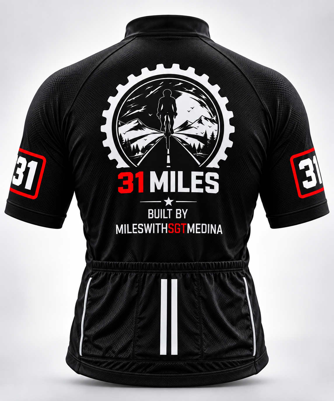 Black 31 Miles Cycling Jersey - back view